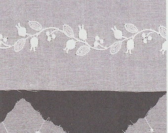 Lily of the Valley Embroidery on White Swiss Organdy - Wide Scalloped Edging
