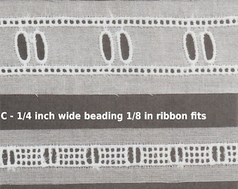Witte Entredeux-kraleninzet - Naaibenodigdheden voor erfstukken - Benodigdheden voor poppenjurk