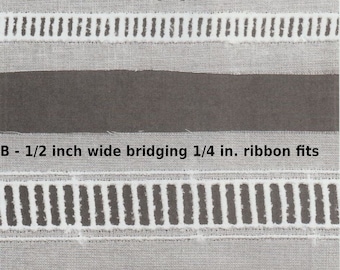 Entredeux overbruggingsinzet in wit, champagne en zwart - naaibenodigdheden voor erfstukken - benodigdheden voor poppenjurk