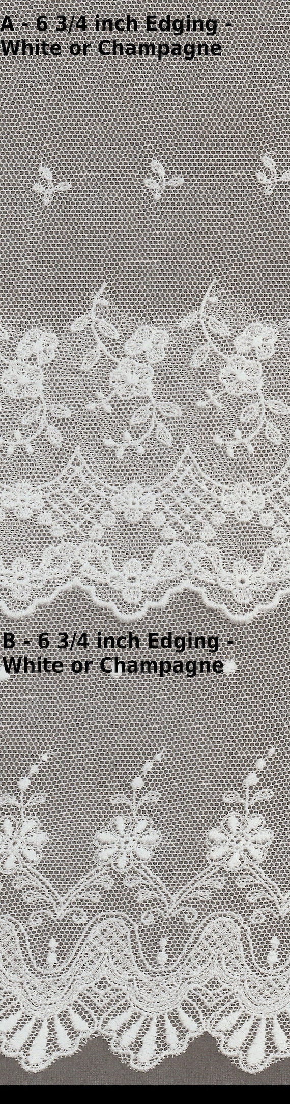 100 Percent Cotton Spanish Netting in White and Champagne Available in  White, and Champagne Wide Edging Heirloom Sewing 