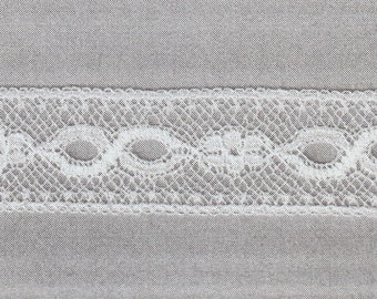 French Cotton Lace Insertion in White, Champagne and Ecru - Heirloom Sewing Supplies - Doll Dress Supplies - Beading