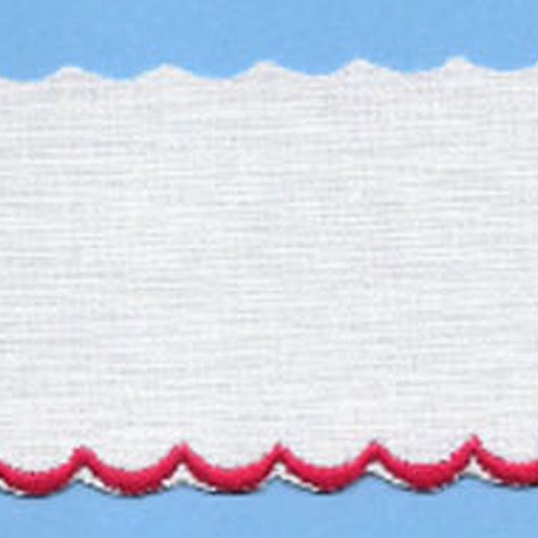 Embroidered Scallop on Swiss Batiste Edging - Imported Swiss Edging - Available in Serveral Colors - Heirloom Sewing - Doll Dress Supplies