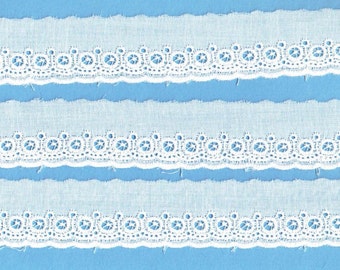 Heirloom Sewing Supplies - White Swiss Embroidered Edging on Swiss Batiste - Doll Dress Supplies - White Lace Trim