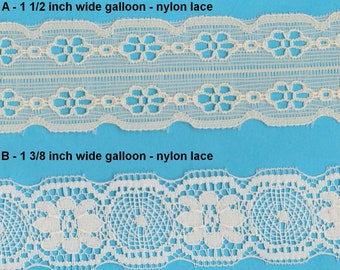 Galloon Nylon Lace - Doll Dress Supplies - Flower and Scallop Lace - Vintage Beige Lace