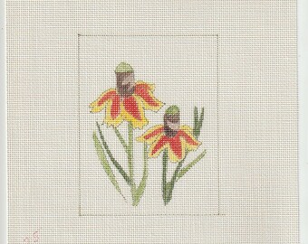 Cone Flower Hand Painted on 18 ct Needlepoint Mono Canvas - The Workshop #251