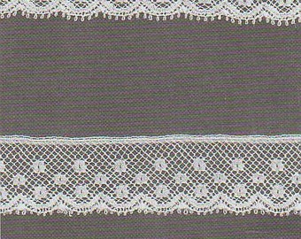 French Cotton Lace in Lt Ecru and White - White Lace Edging - Lt Ecru Lace Edging -  Heirloom Sewing Supplies - Doll Dress Supplies