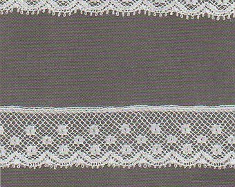 Pizzo di cotone francese in ecru chiaro e bianco - Bordatura in pizzo bianco - Bordatura in pizzo ecru chiaro - Forniture per cucito di famiglia - Forniture per abiti da bambola