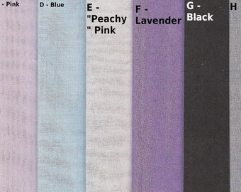 Zwitserse voile stof - wit, ivoor, roze, blauw, "Peachy" roze, lavendel, zwart, grijs en rood - 55 inch breed