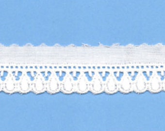 White Entredeux Edged Swiss Edging - Heirloom Sewing - Doll Dress Supplies -  - Narrow Edging