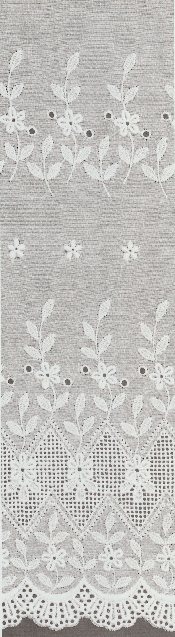White Swiss Batiste Scalloped Embroidered Flounce - 27 Inches Wide - 100 Percent Cotton - Heirloom Sewing Supplies - Doll Dress Supplies
