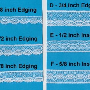 Zwart - Lt ecru - witte Franse katoenen kanten rand - zwarte rand - Lt ecru rand - witte rand - benodigdheden voor poppenjurk