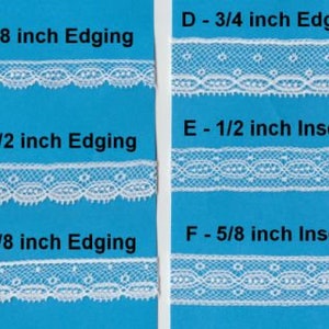 Black - Lt Ecru - White French Cotton Lace Edging - Black Edging - Lt Ecru Edging - White Edging -  Doll Dress Supplies