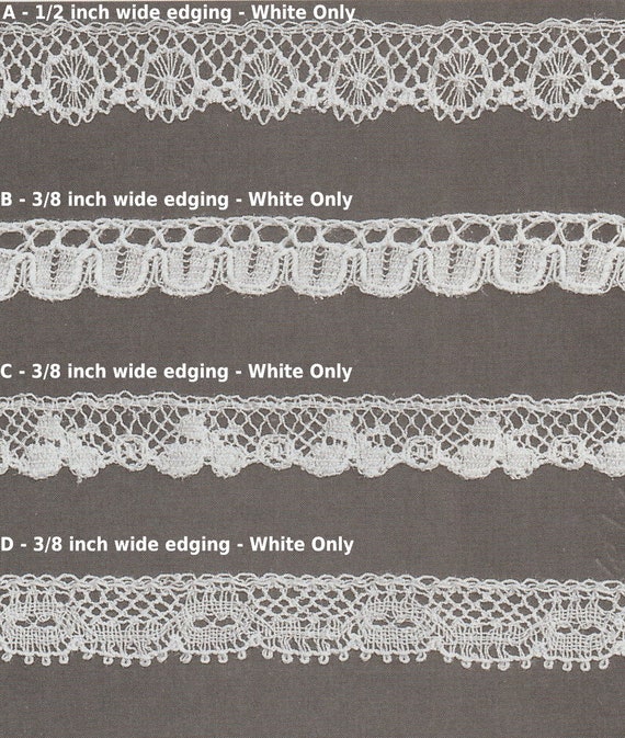 French Cotton Lace Edging in White Heirloom Sewing Doll Dress Supplies Narrow French Cotton Edging