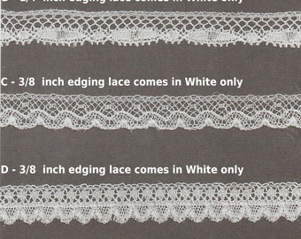 Smalle Franse katoenen kanten rand, alleen in wit - naaien van erfstukken - Benodigdheden voor poppenjurken