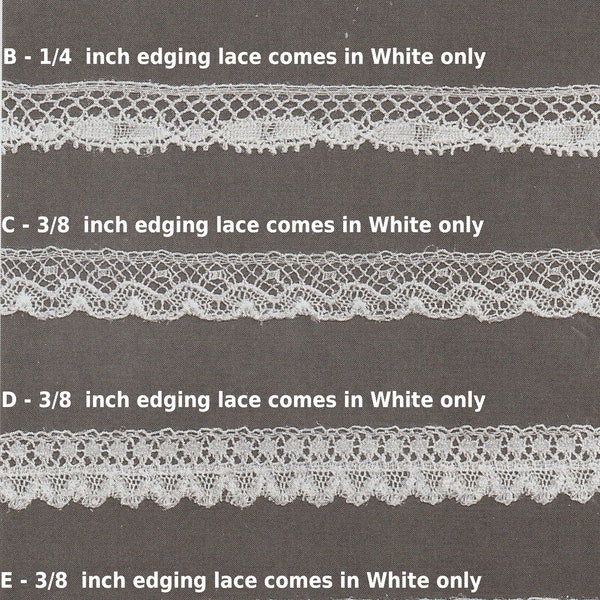 Narrow French Cotton Lace Edging in White Only - Heirloom Sewing - Doll Dress Supplies