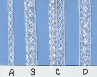 White French Maline Cotton Lace Edging and Insertion and Beading - Heirloom Sewing Supplies - Doll Dress Supplies