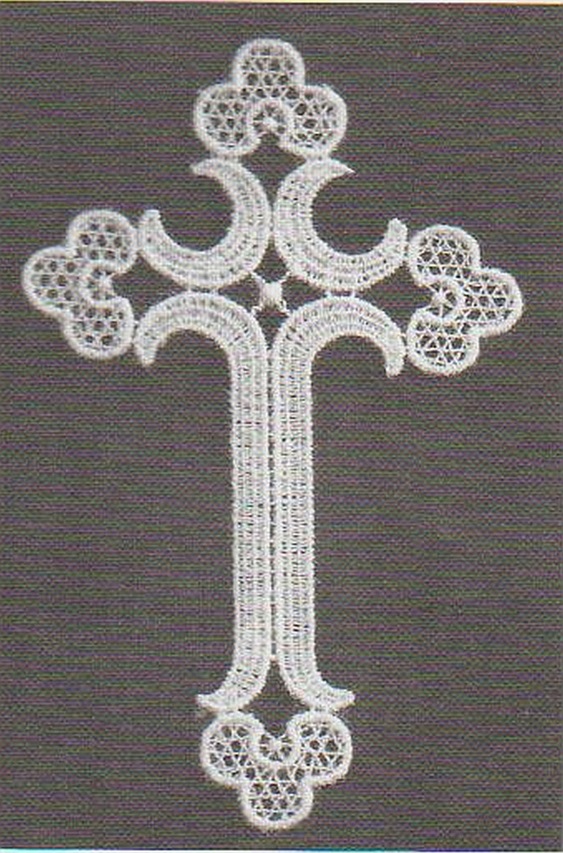 White Swiss Embroidered Cross Applique Lace Cross Applique Etsy