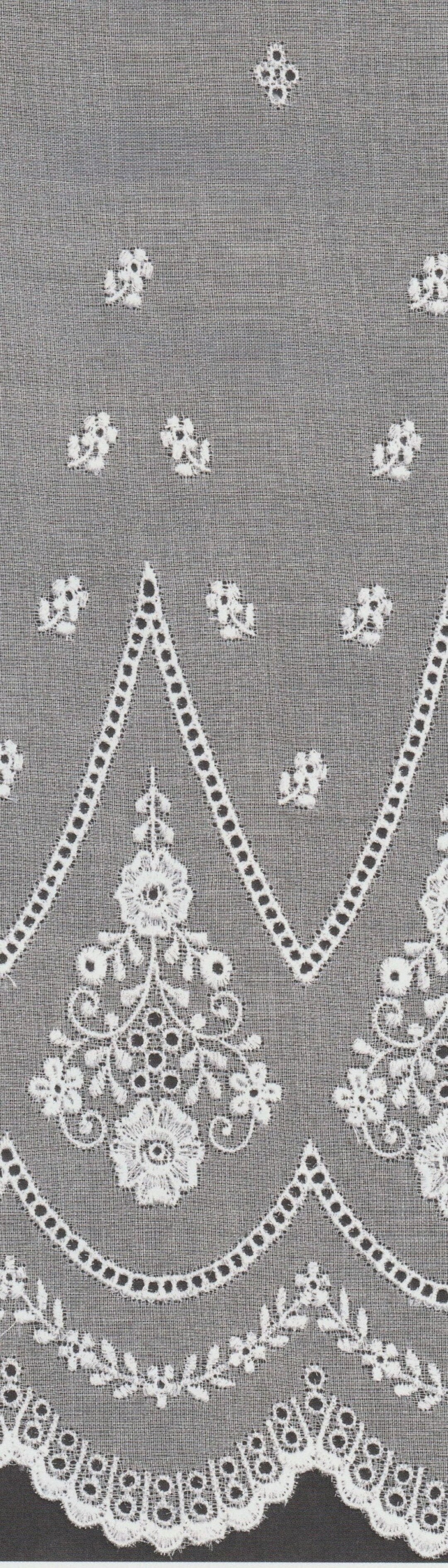 White on White 100 Percent Cotton Organdy Scalloped Embroidered