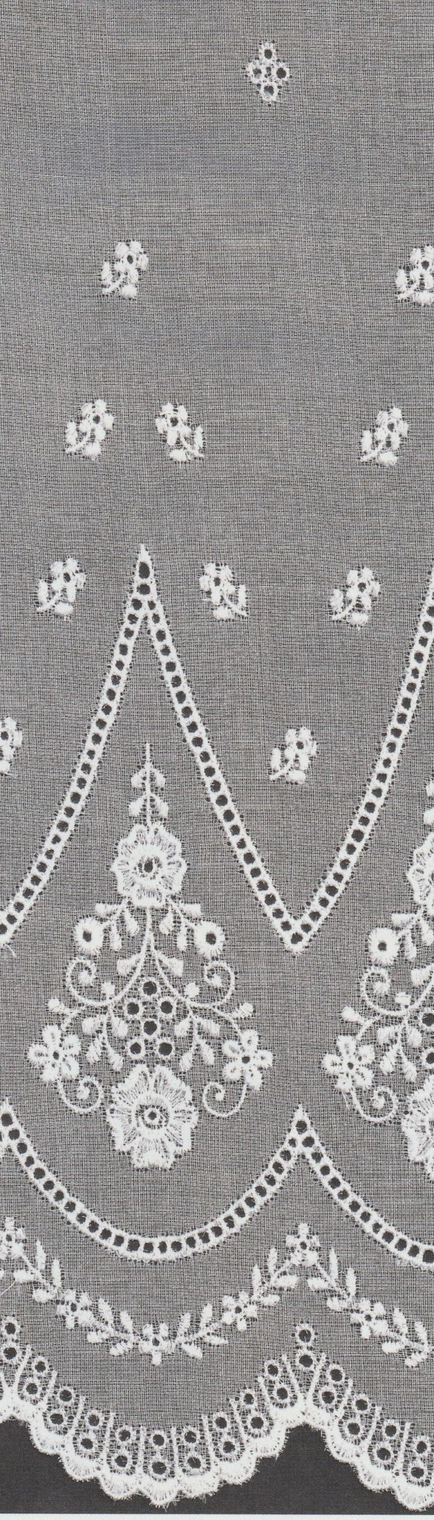 White on White 100 Percent Cotton Organdy Scalloped Embroidered