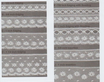 White or Champagne French Maline Cotton Lace -  Matching Insertion and Edging - Heirloom Sewing - Doll Dress Supplies