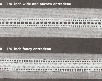 Witte overbrugging met Entredeux-rand - Entredeux-rek met randen - Zwitserse borduurmotieven - naaien erfstuk
