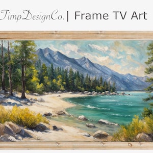 Lake Tahoe Kunstdruck Sand Hafen Landschaft Gemälde Digital Art Rahmen TV