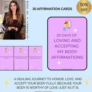 30 dagen van liefhebben en accepteren van mijn lichaam-bevestigingskaarten - afdrukbaar zelfliefde-deck