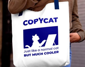 Cool Copycat Cat Tote Bag - Fun Cat Lover Tote for Everyday Use