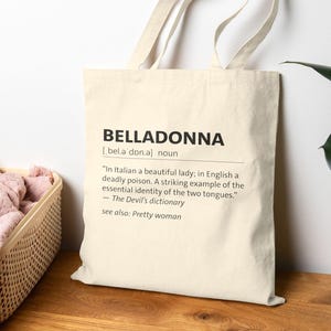 Belladonna sarkastische Definition, lustige Baumwollsegeltuch-Einkaufstasche, des Teufels Wörterbuch, wiederverwendbare Sommer-Einkaufstasche, umweltfreundlicher Strand