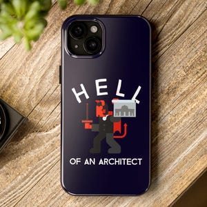 Hell of An Architect, illustratie duivelse architect Stoere telefoonhoesjes | Grappige architectenhumor