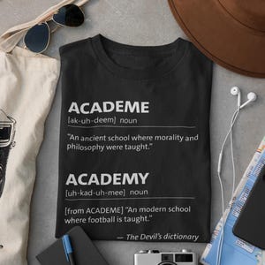 Philosophy vs Football - Unisex Softstyle T-Shirt, Academe vs Academy Tee, Modern School Shirt