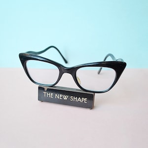 1950s 60s Glossy black squared cat eye glasses , 1960s classic cateye spectacles sunglasses frames