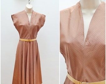 1940s Spotted taffeta evening dress, 1950s mocha full skirt, Smart eveningwear - XS