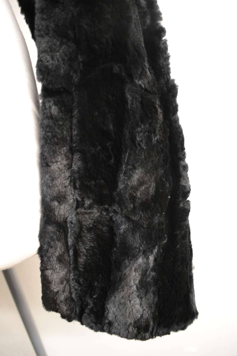 1930s Black mole fur long evening wrap / 30s moleskin & satin | Etsy