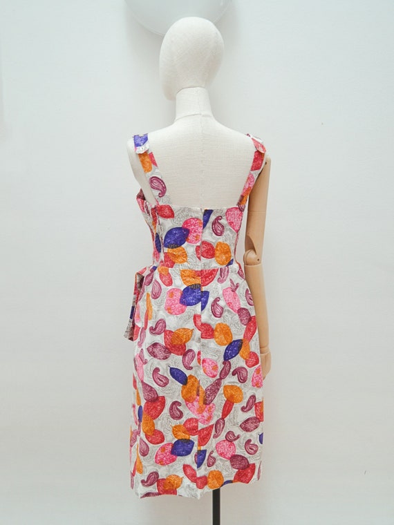 1950s Sarong wrap cotton dress, Tailored asymmetr… - image 3