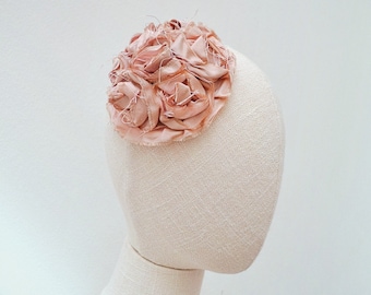 Pure silk rose cluster headpiece, Vintage inspired floral rosette fascinator, evening event coquette mini hat