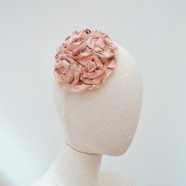 Pure silk rose cluster headpiece, Vintage inspired floral rosette fascinator, evening event mini hat