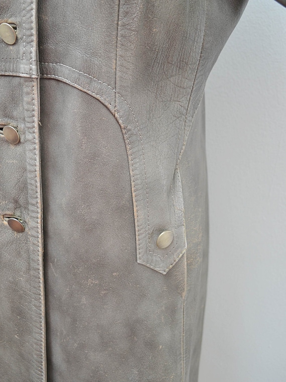1970s Leather semi fitted Alcodin coat, 70s Distr… - image 10