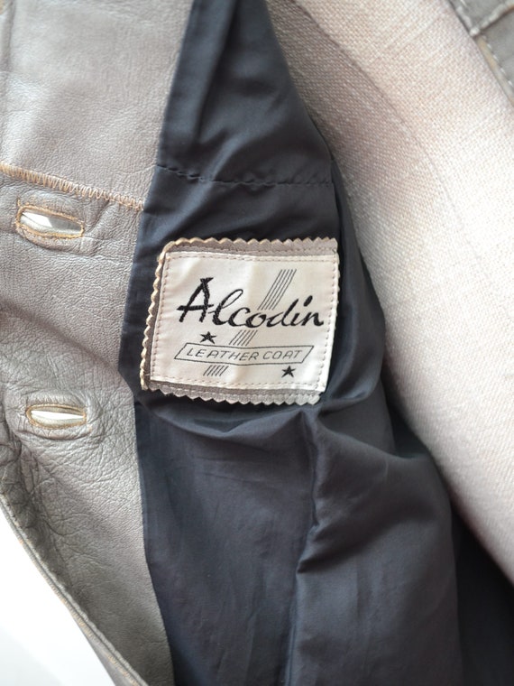 1970s Leather semi fitted Alcodin coat, 70s Distr… - image 4