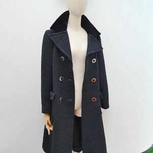 Small 1960s Coat Mustard Mod Military Double Breasted Real Fur Winter