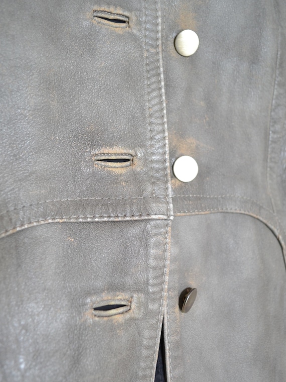 1970s Leather semi fitted Alcodin coat, 70s Distr… - image 6