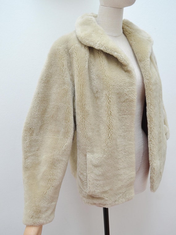 1940s Faux fur silk lined jacket, 40s Furry dolma… - image 6