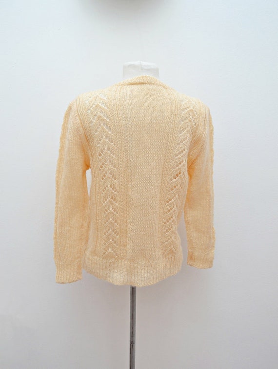 1960s Hand knitted peach cardigan, 60s Mohair woo… - image 4