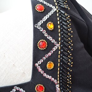 1980s Sequin bead fringed dress, 80s Bodycon gemstone mini, 90s tight cocktail dress L image 4