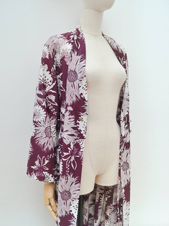 1970s Printed full length robe, 70s Flower print … - image 5