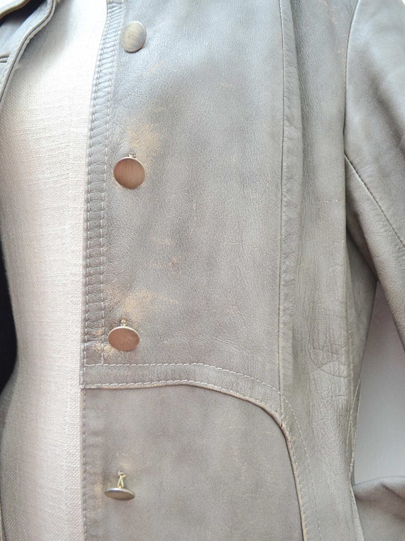 1970s Leather semi fitted Alcodin coat, 70s Distr… - image 9
