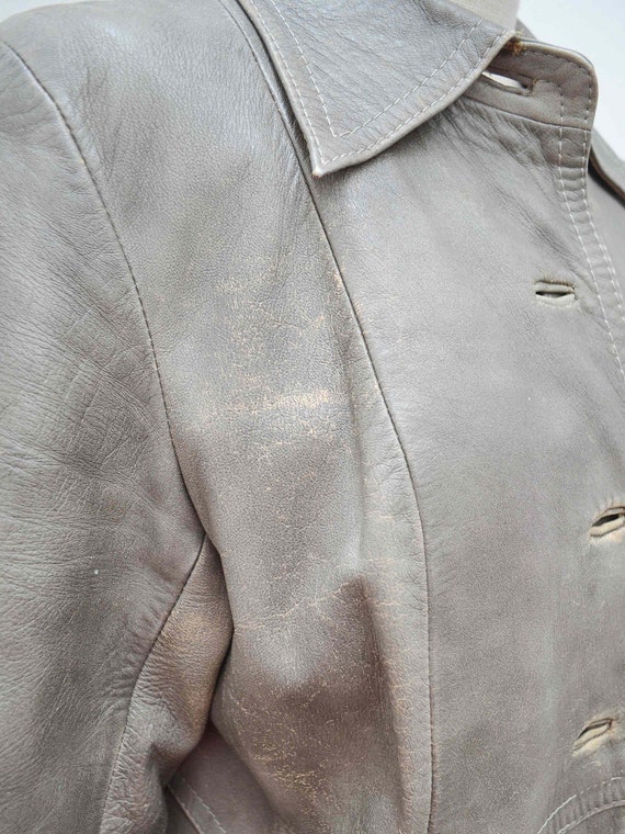 1970s Leather semi fitted Alcodin coat, 70s Distr… - image 5