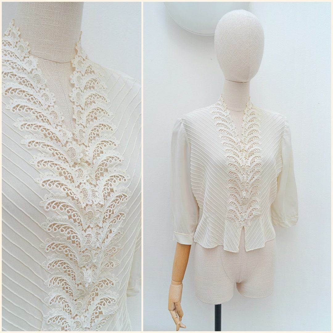 1940s Silk Crepe Wrap Top | XS/S