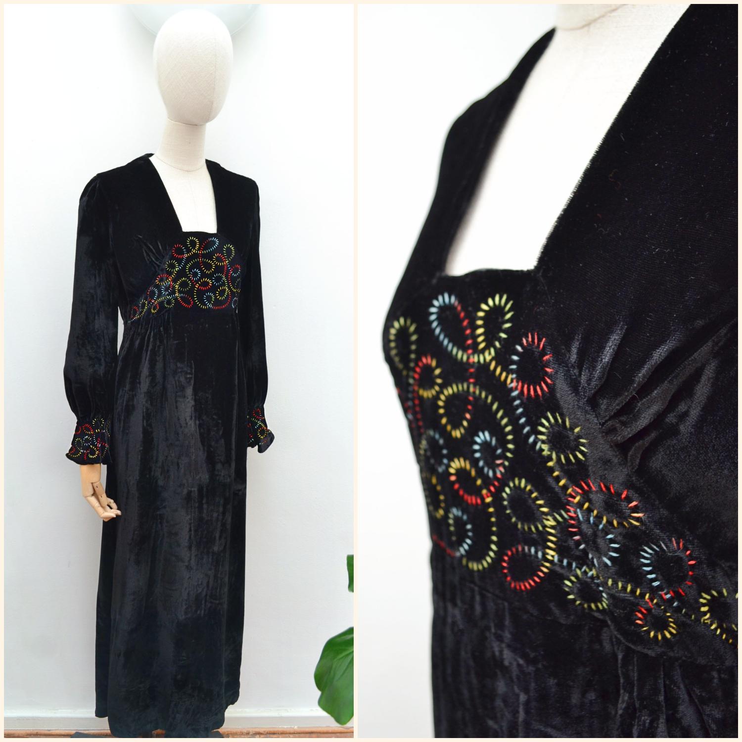 Vintage 70s Embroidered Dress - Etsy