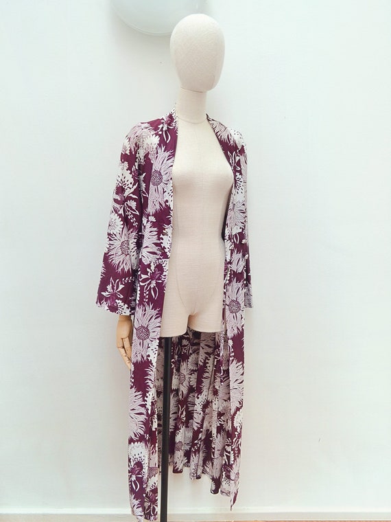 1970s Printed full length robe, 70s Flower print … - image 6